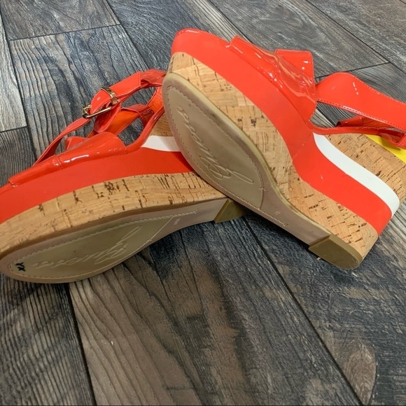 Guess Coral Stripe Sandals Cork Wedge Heels Sz 10 - Picture 5 of 5